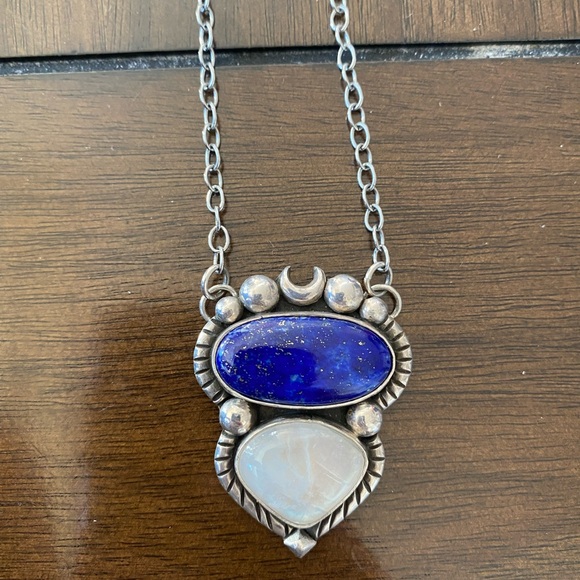 Pacific Crest Silver lapis lazuli and moonstone sterling silver necklace - Picture 9 of 13